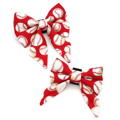 Baseball Sailor Dog Bow