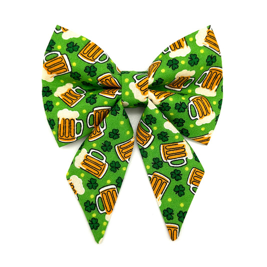 Beer and Shamrocks Sailor Dog Bow 