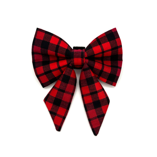 Buffalo Plaid Sailor Dog Bow