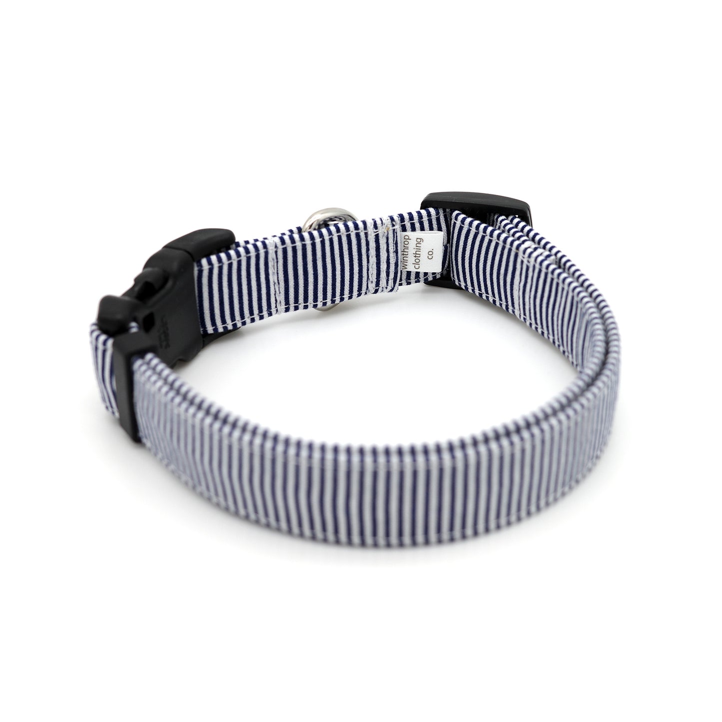 Navy Pinstripe Dog Collar