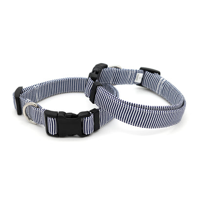 Navy Pinstripe Dog Collar