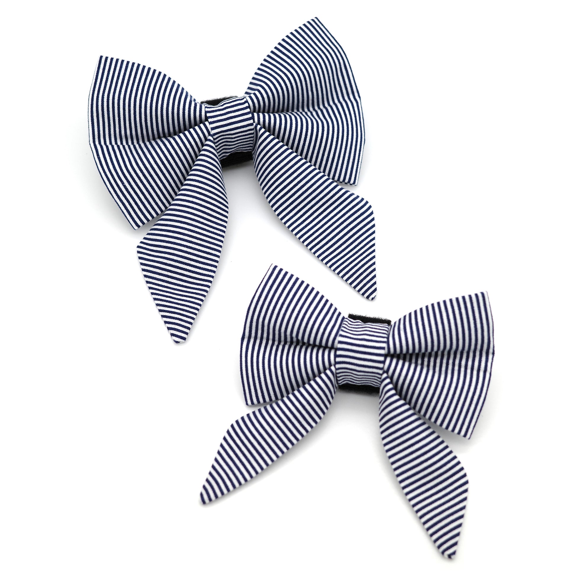 Navy Pinstripe Sailor Dog Bow