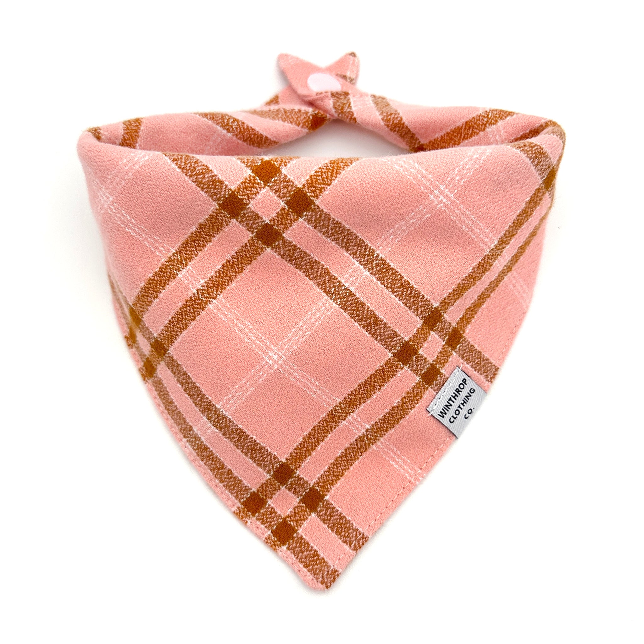 Peach Plaid Flannel Dog Bandana Small