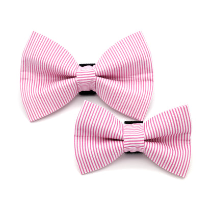 Pink Pinstripe Dog Bow Tie