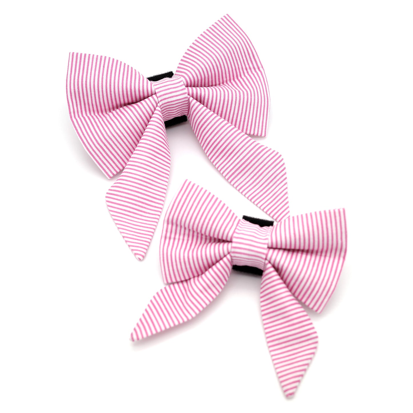 Pink Pinstripe Sailor Dog Bow 