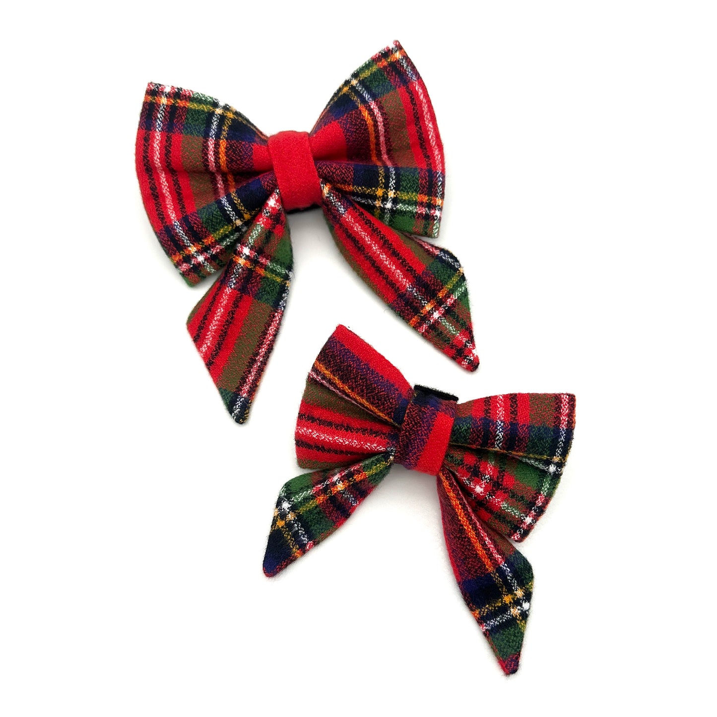 Red Tartan Flannel Sailor Dog Bow