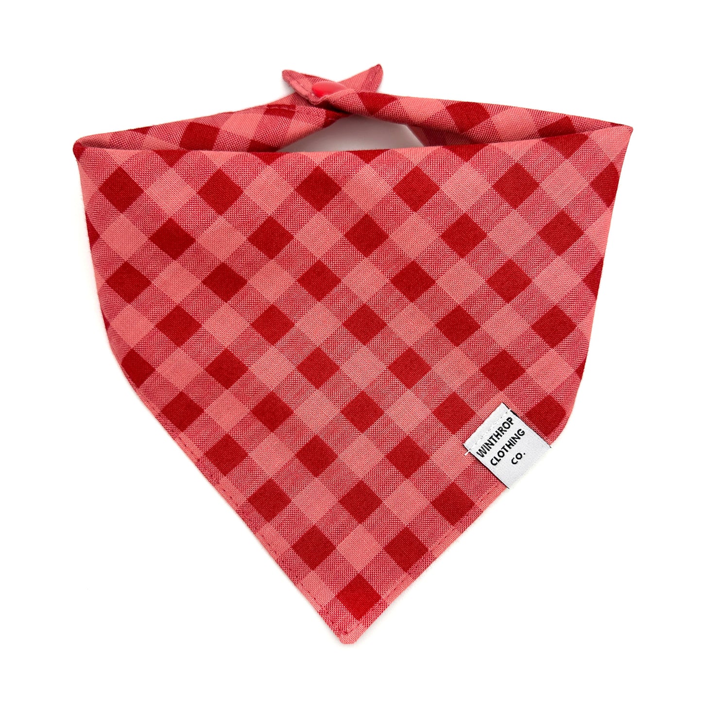 Red and Pink Checkered Dog Bandana