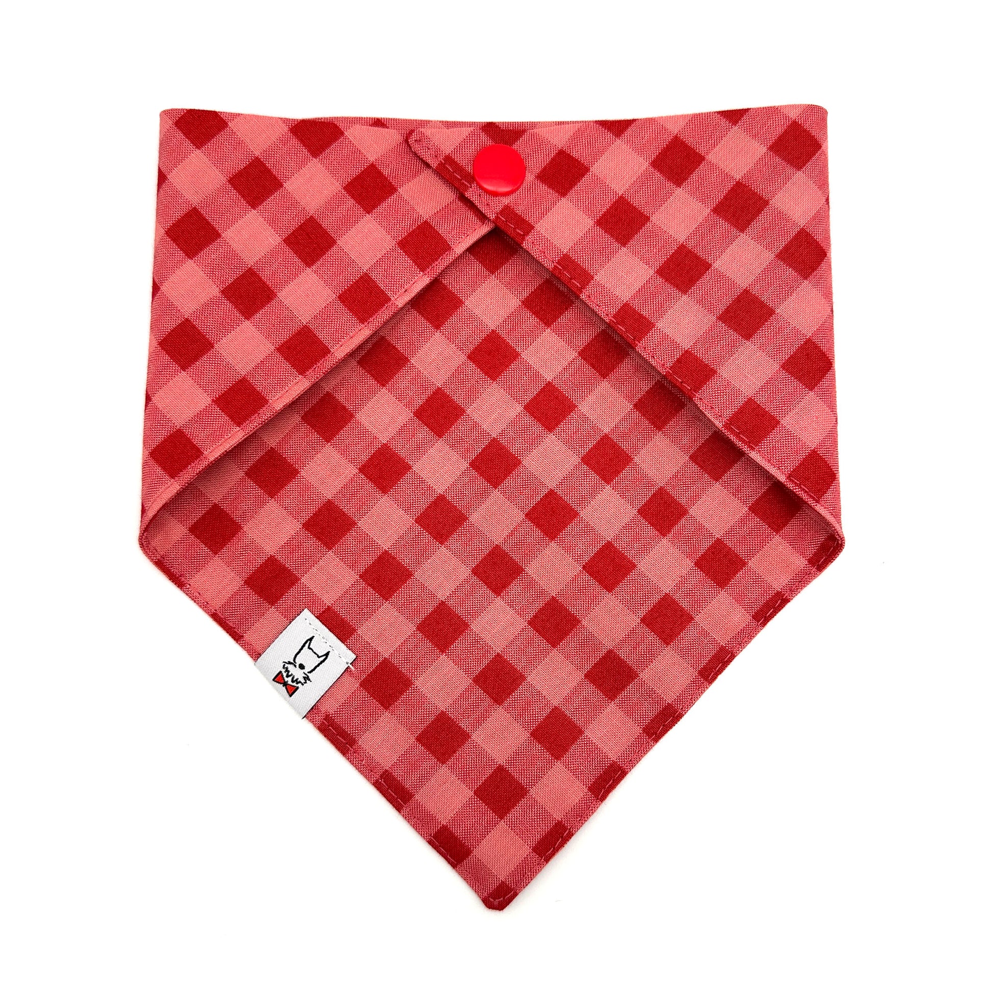 Red and Pink Checkered Dog Bandana