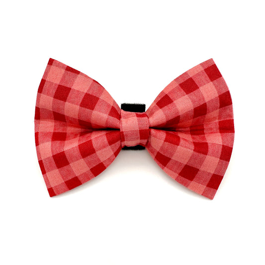 Red and Pink Checkered Dog Bow Tie