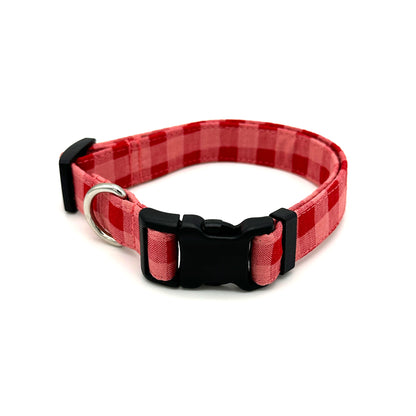 Red and Pink Checkered Dog Collar