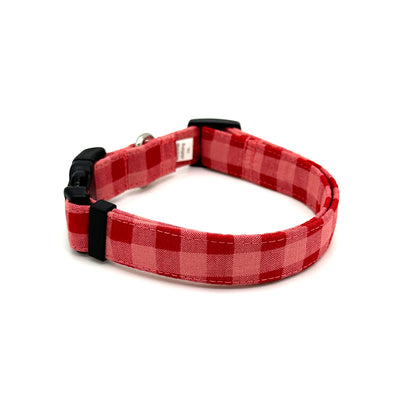 Red and Pink Checkered Dog Collar