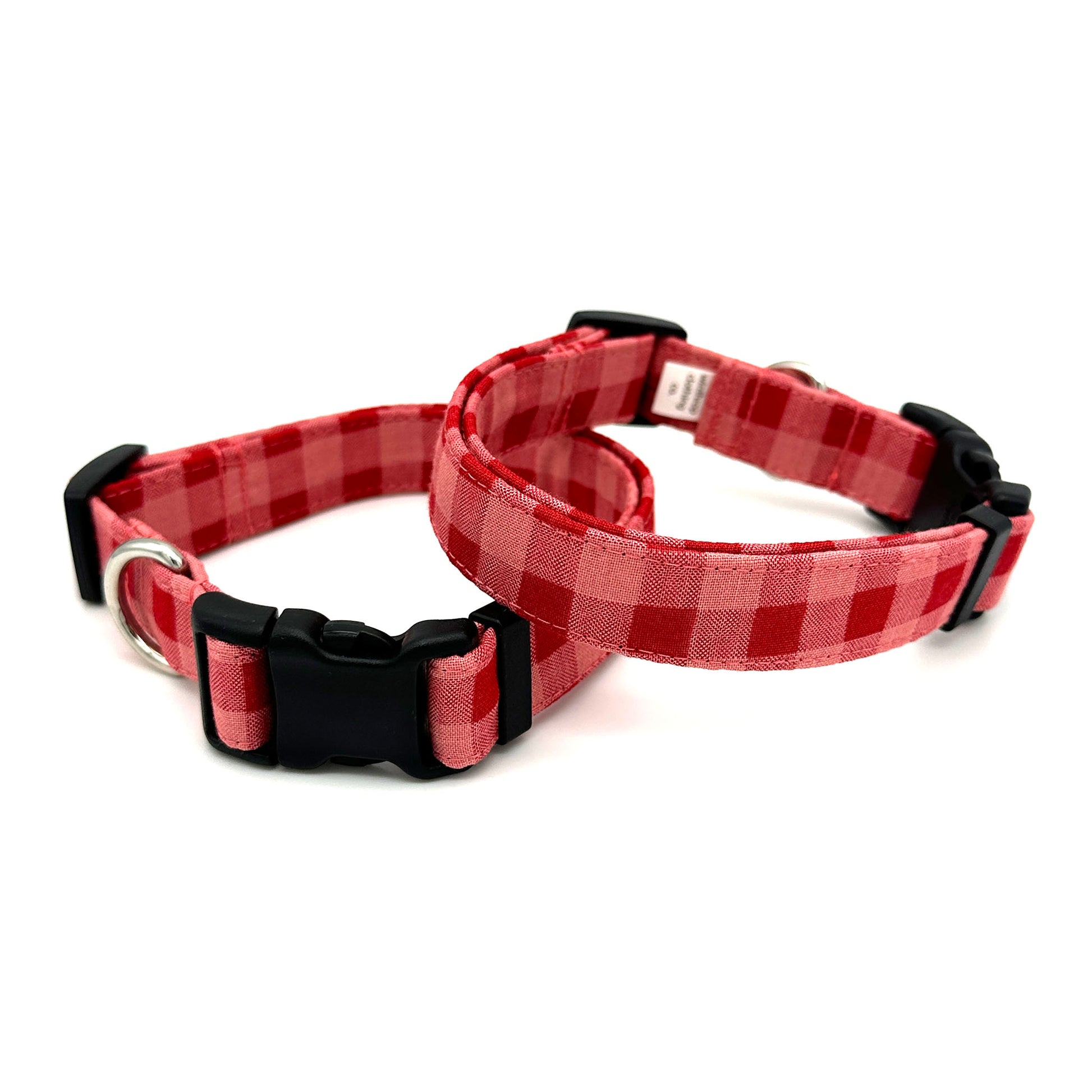 Red and Pink Checkered Dog Collar