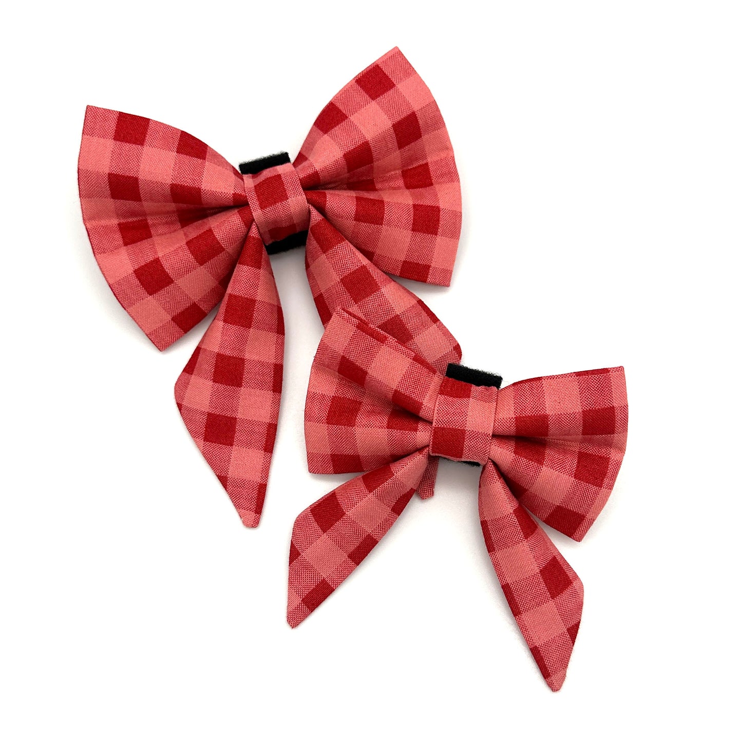 Red and Pink Checkered Sailor Dog Bow