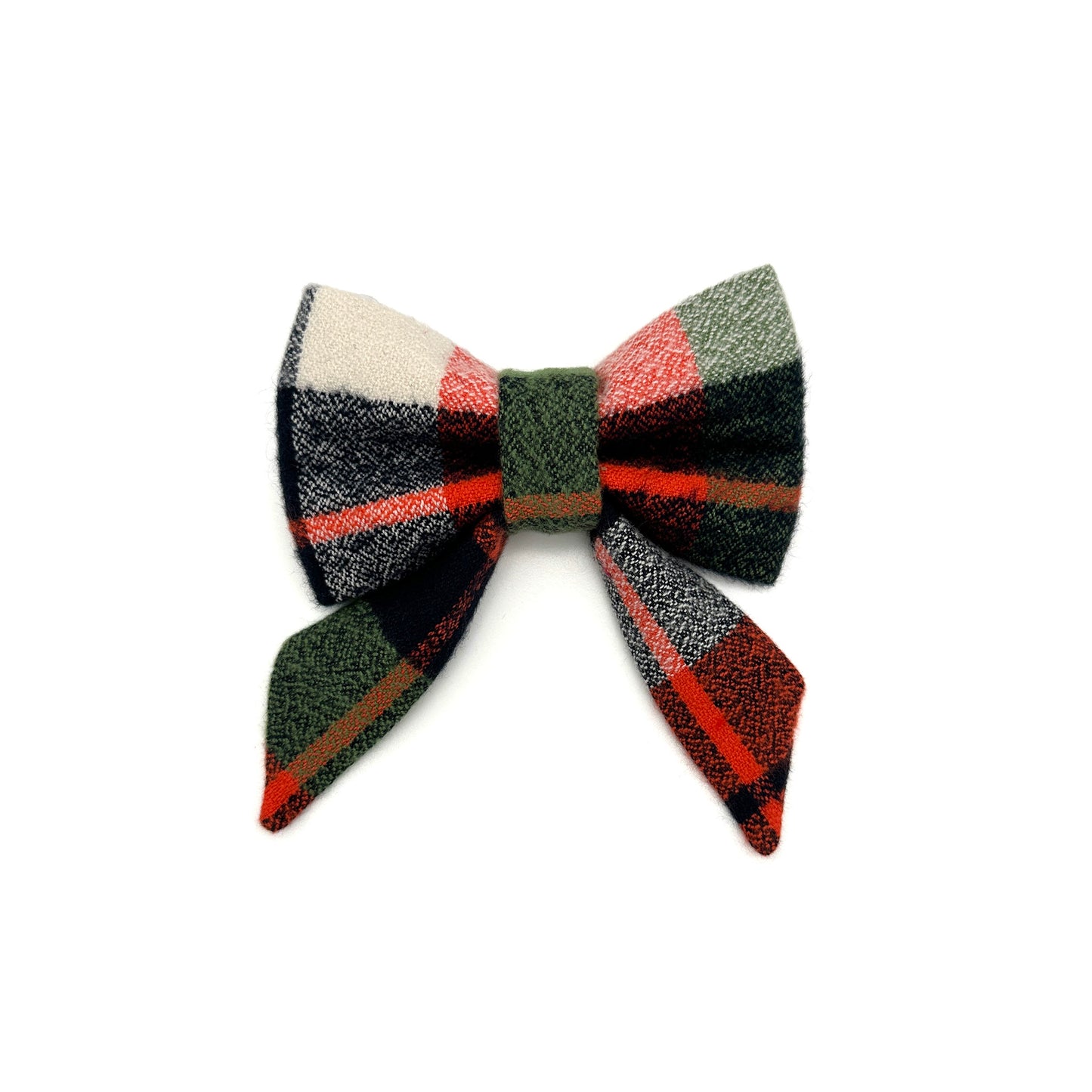 Willow Plaid Flannel Sailor Dog Bow 