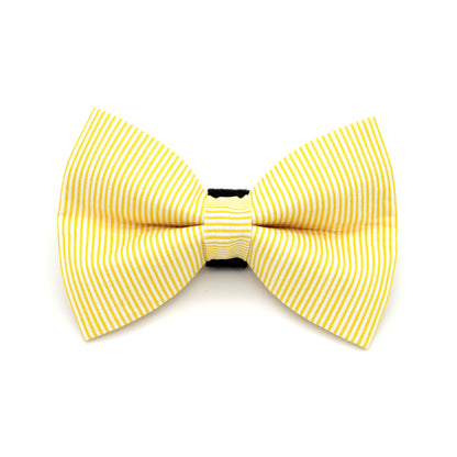 Yellow Pinstripe Dog Bow Tie 