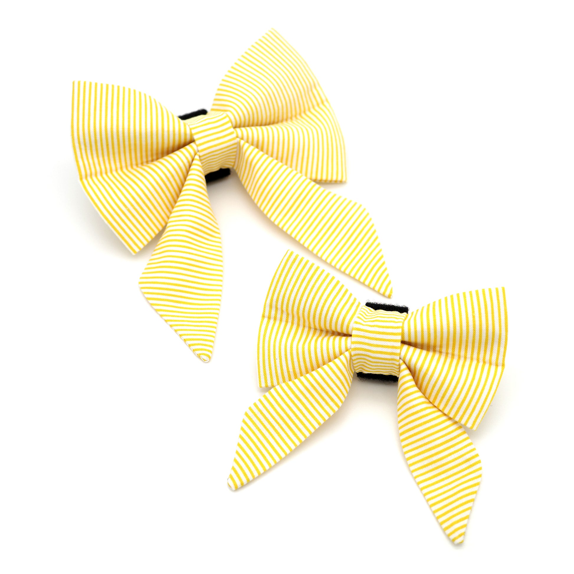 Yellow Pinstripe Sailor Dog Bow