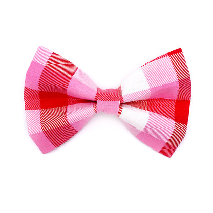 Valentine's Day Check Bow Dog Bow Tie